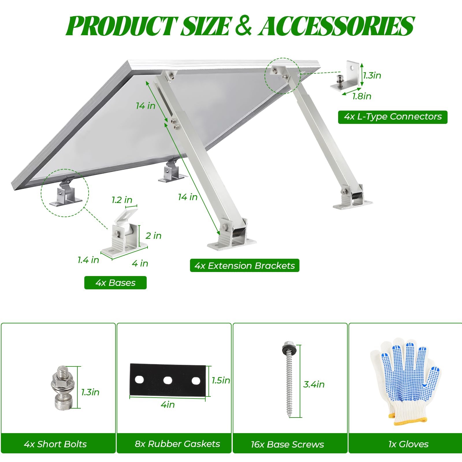 Solar Panel Mounting Brackets, 2 Sets Adjustable Solar Panel Tilt Mount Brack...