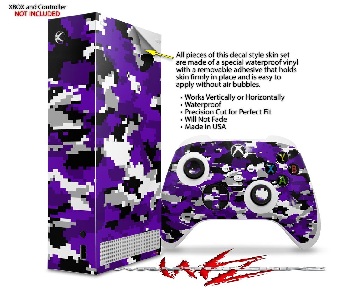 Skin Wrap for XBOX Series S Console Controller Digital Camo Purple