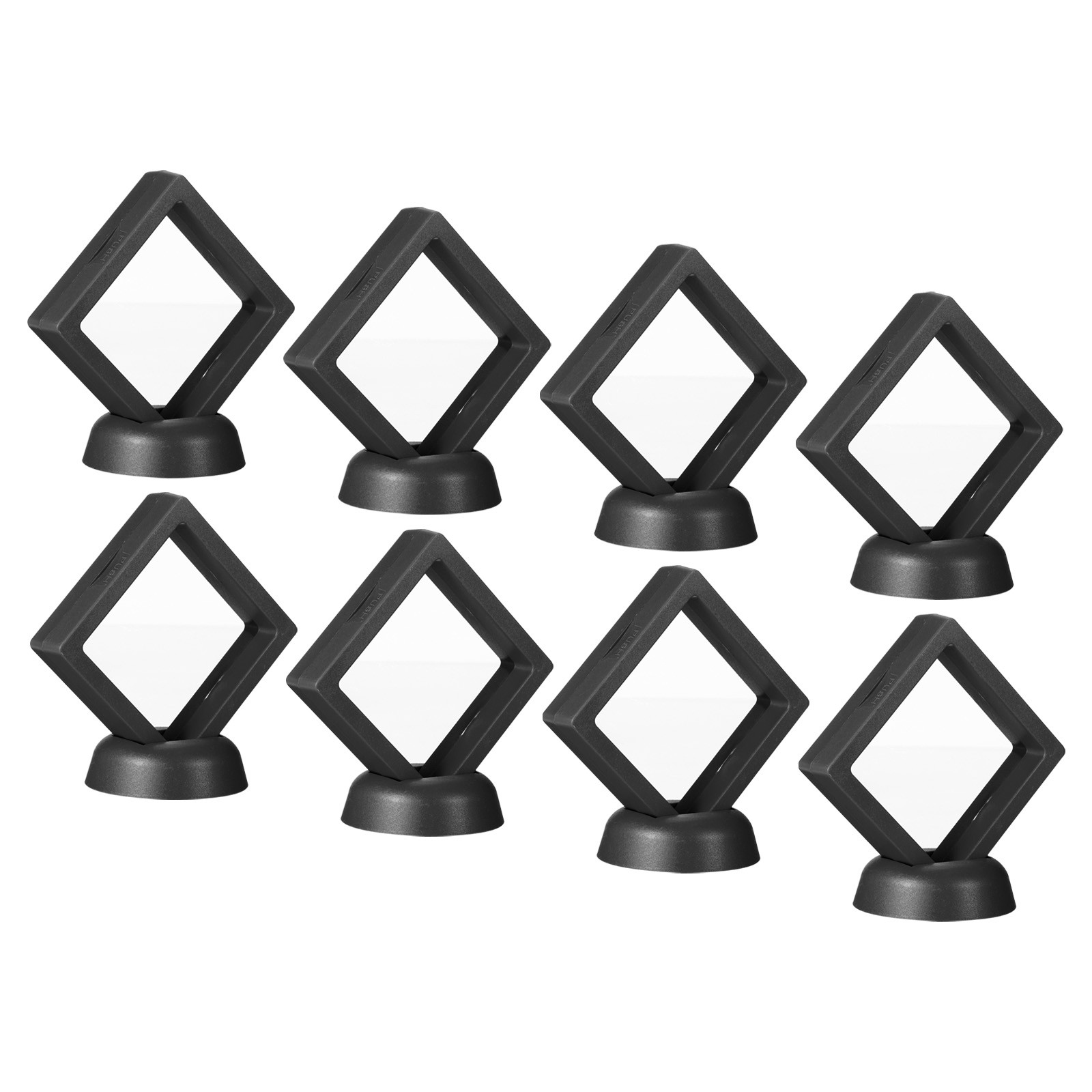 2.8" x 2.8" 3D Floating Display Case, 8pcs with Base Stand, Black