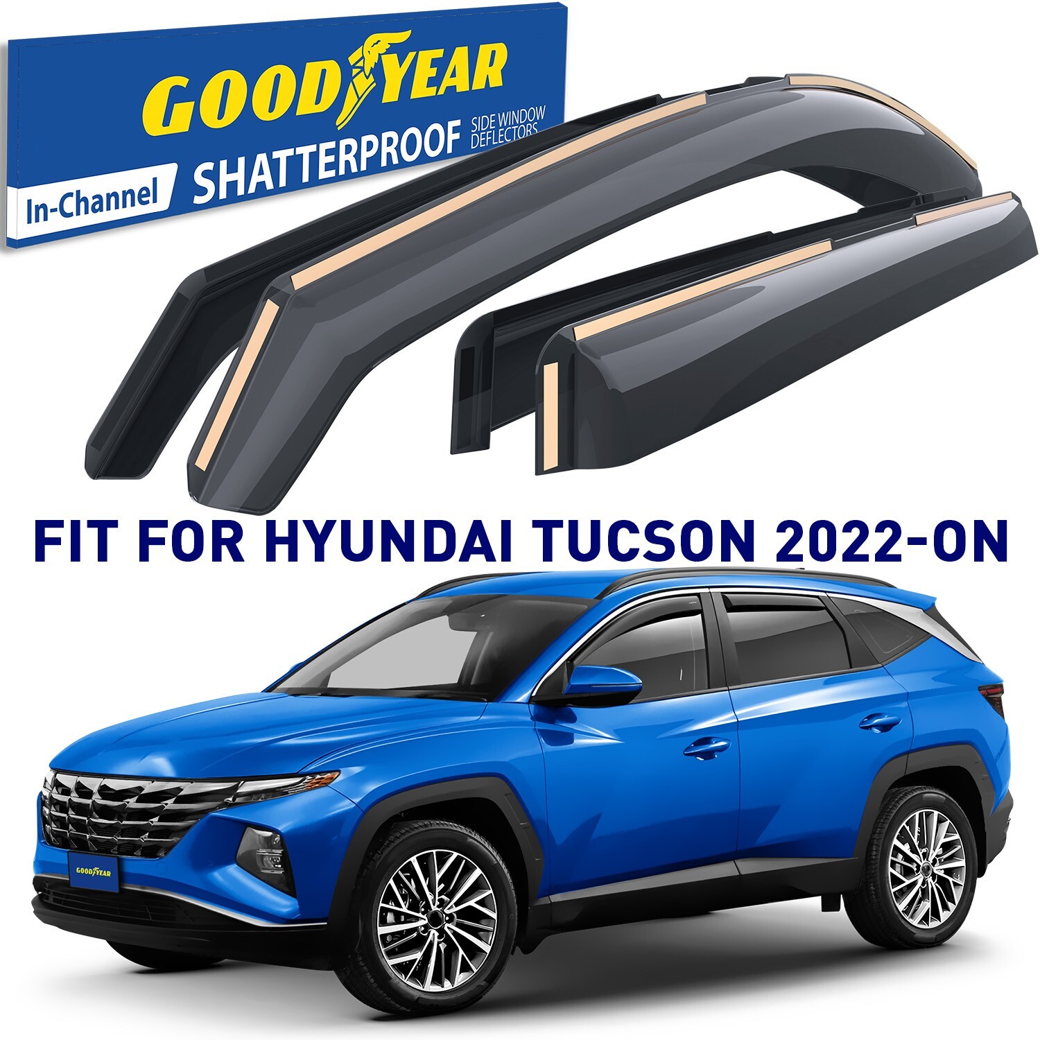 Side Window Deflectors Rain Guards for 2022-2026 Hyundai Tucson SHATTERPROOF