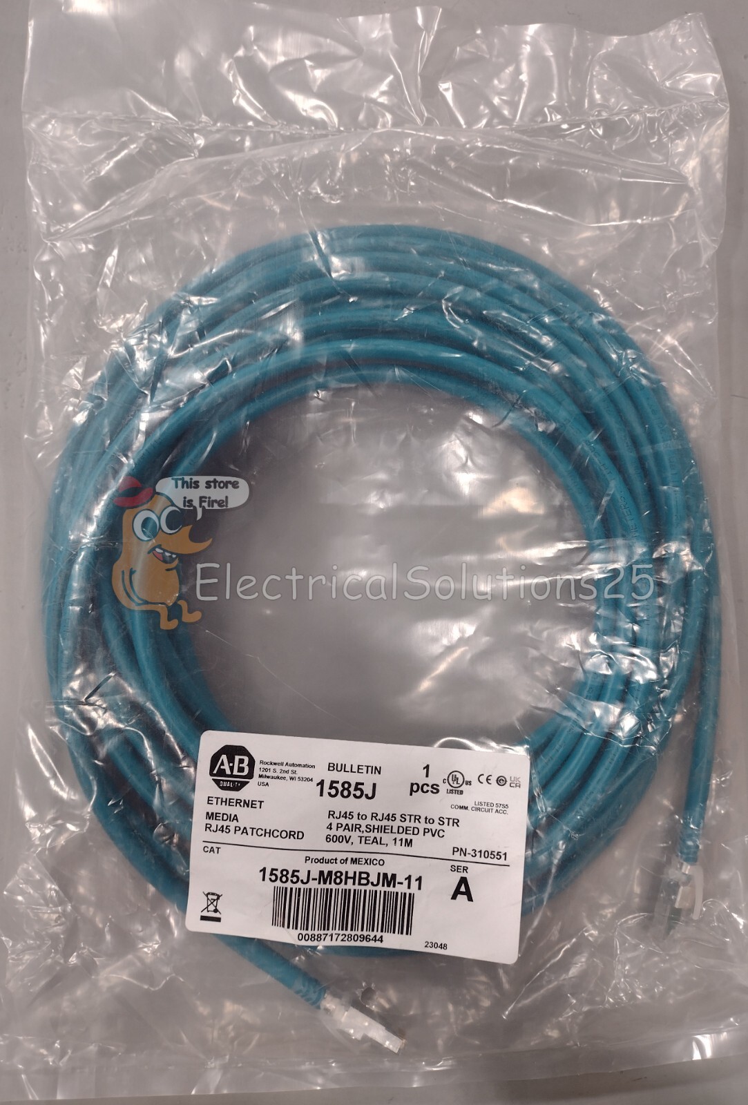 NEW ALLEN-BRADLEY 1585J-M8HBJM-11 RJ45 ETHERNET MEDIA Patch Cord - FREE SHIPPING
