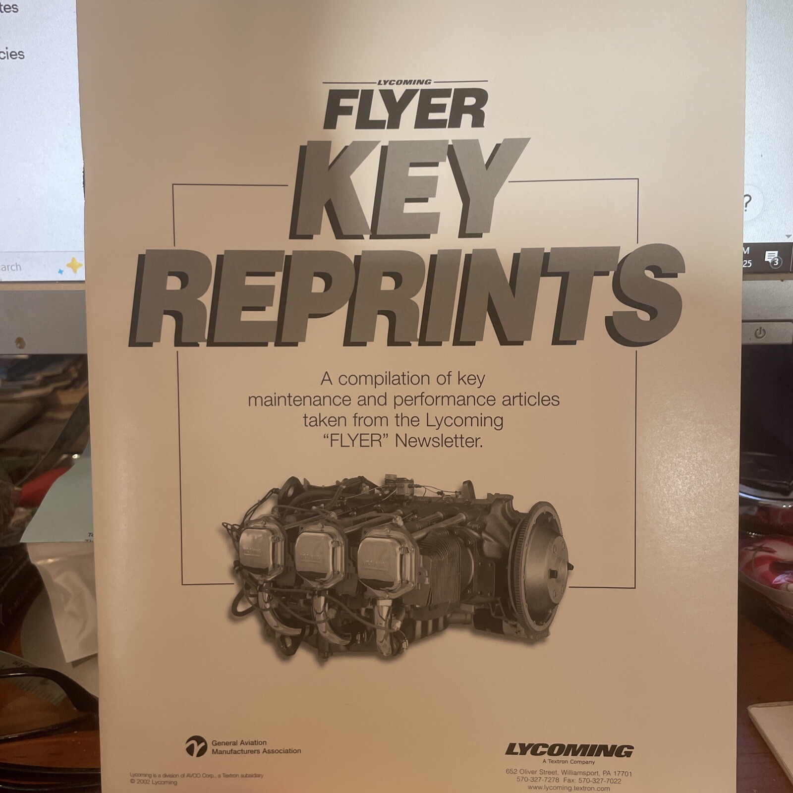 Lycoming Flyer Key Reprints Collection of Key Maintenance & Performance Articles