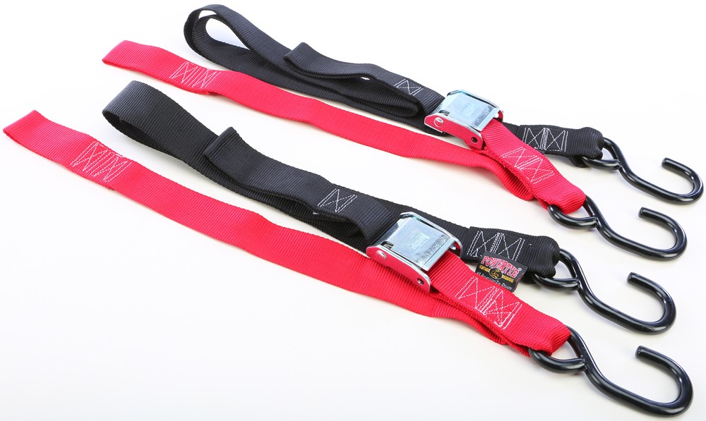 Powertye Cam S-Hook Soft-Tye Tie-Down 1.5x72 Black Red Pair USA 29621