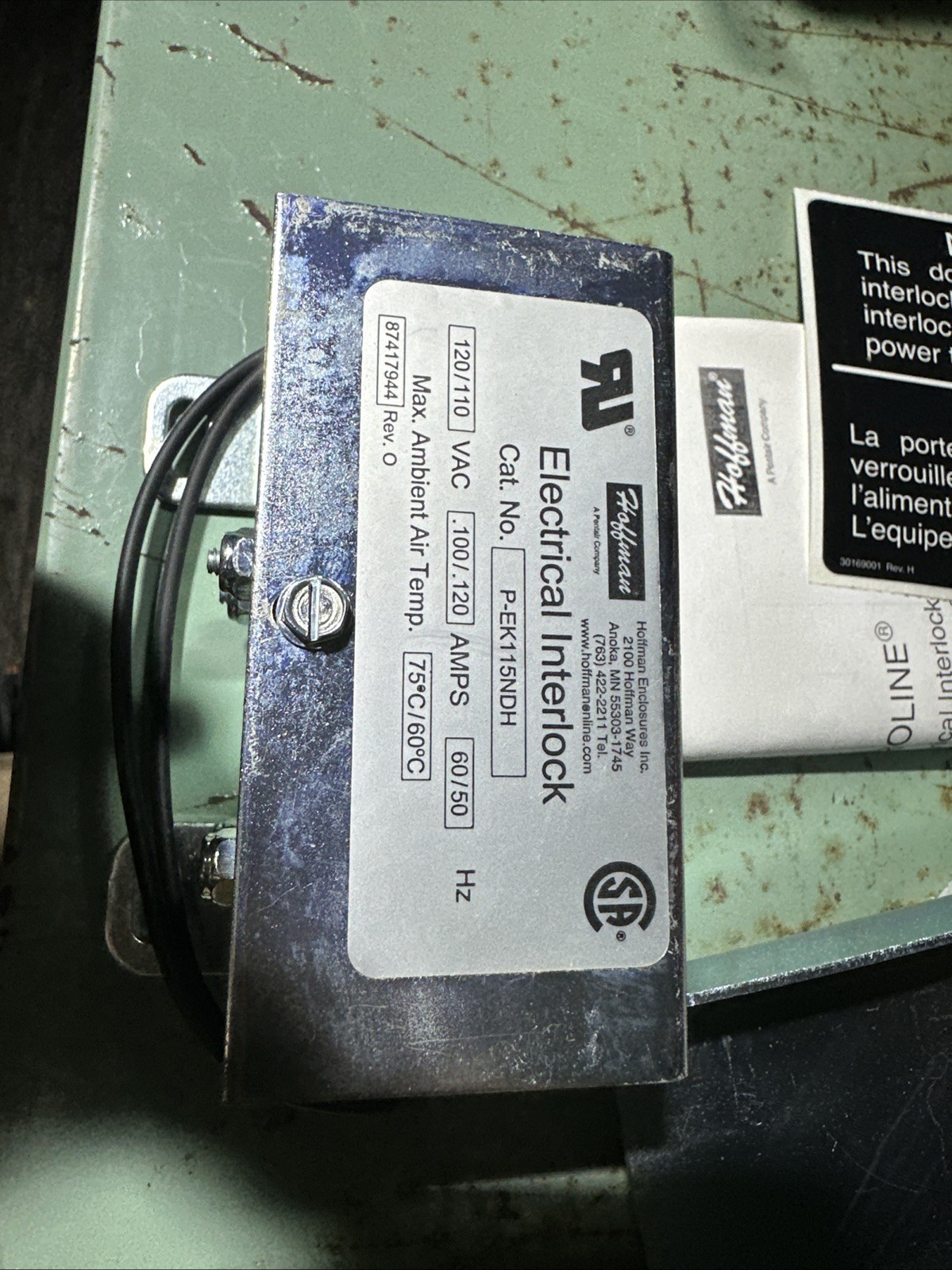 Hoffman PEK115NDH Electrical Interlock Hoffman 22989 120/110 VAC