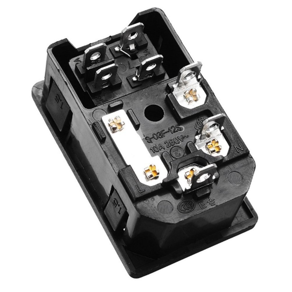 Fuse Switch for Power Socket Plastic Socket 7 Terminals Fuse Switch Insertion