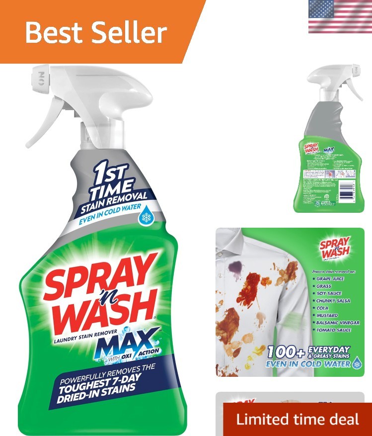 Max 16 Fl Oz Stain Remover - Safe for Colorfast Fabrics & Heavy-Duty Power