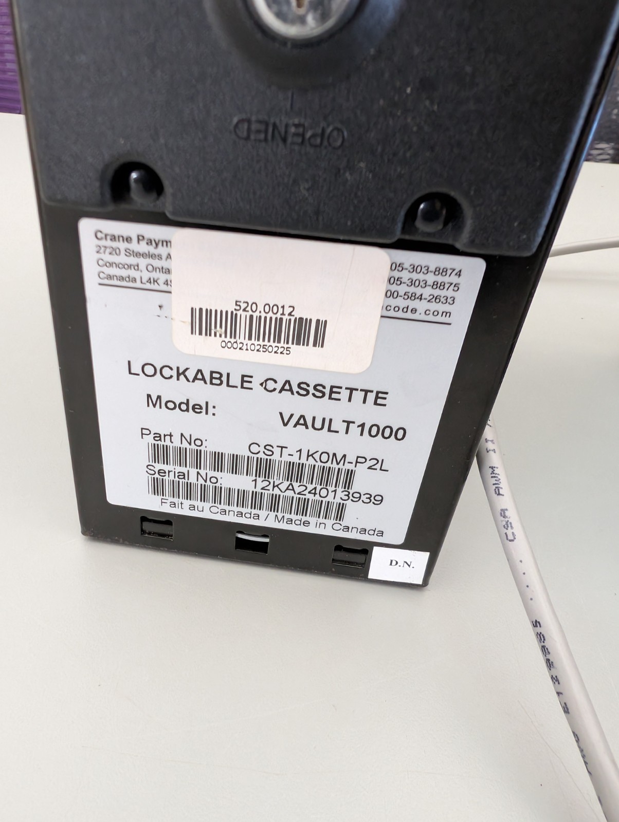Cashcode CPI Bill Money Validator Acceptor BNA Note MSM EQ MSM3091US8319 Vending