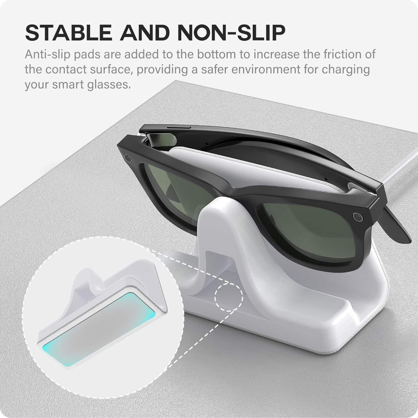 Charging Stand & Cable Compatible with Ray-Ban Meta Smart Glasses