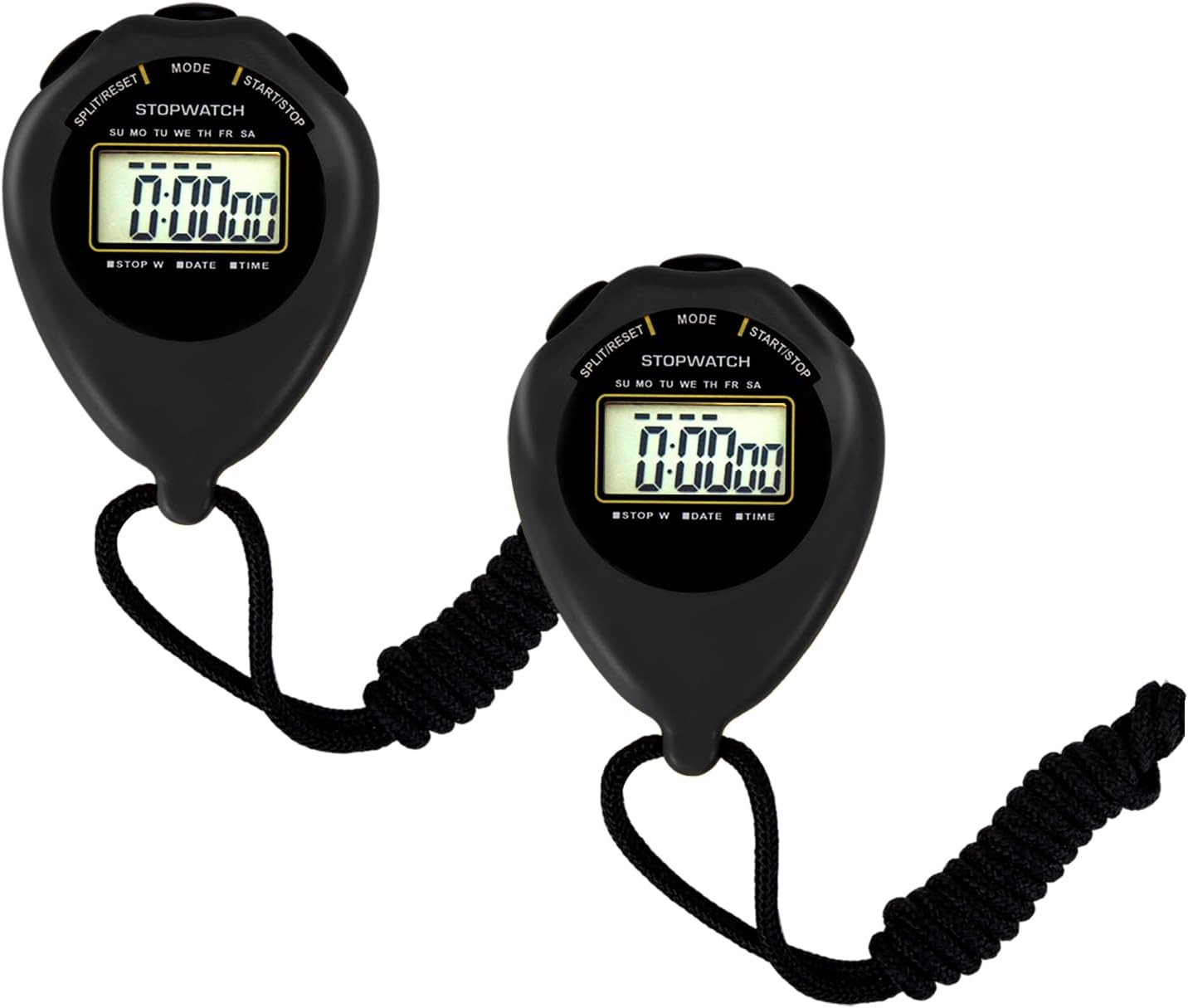 Cronómetro deportivo con temporizador, paquete de 2, pantalla grande