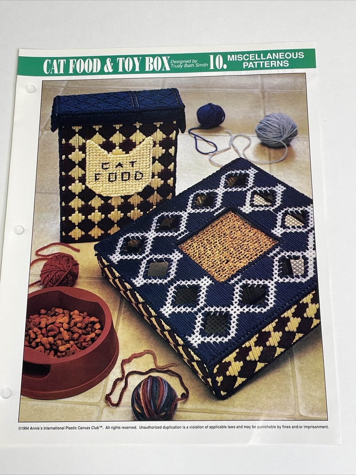 Annie's Attic Cat Food Box & Toy Box Plastic Canvas Pattern