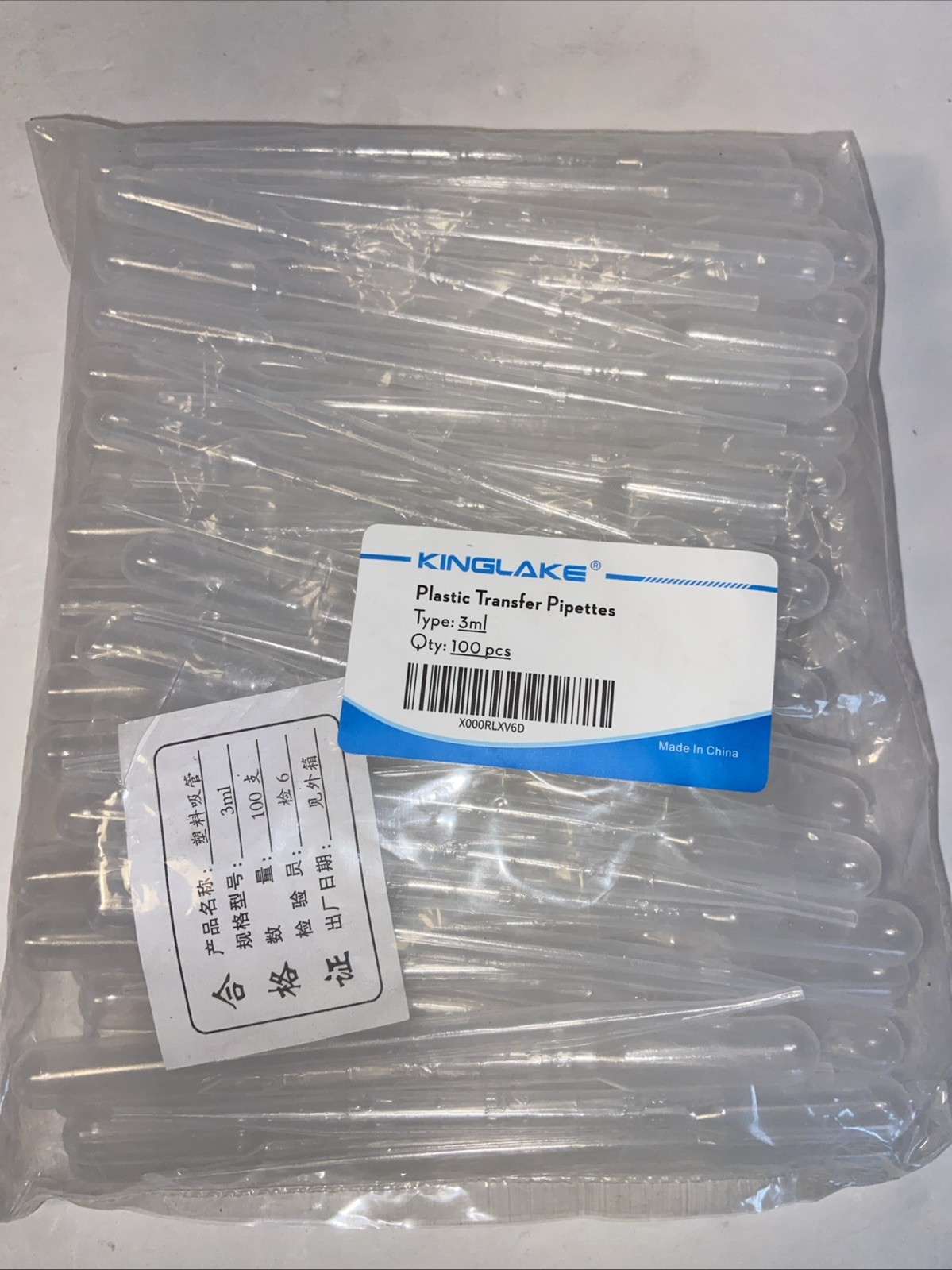 100Pcs 3ml Disposable Pasteur Pipettes Liquid Drop Droppers Graduated 150mm Long