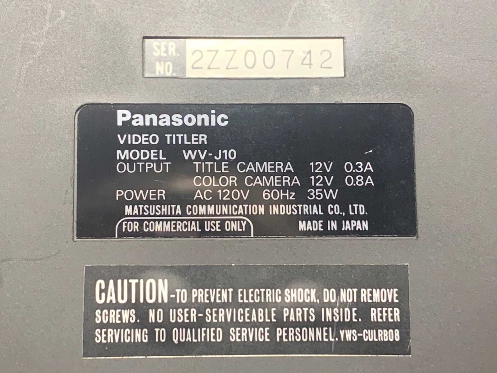 Panasonic VIDEO TITLER WV J-10 Made in Japan (Vintage, Rare)