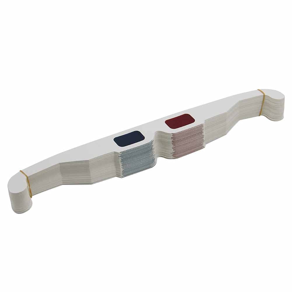 50 Pairs - Flat- 3D Glasses Red and Cyan White Frame Anaglyph Cardboard (Set...