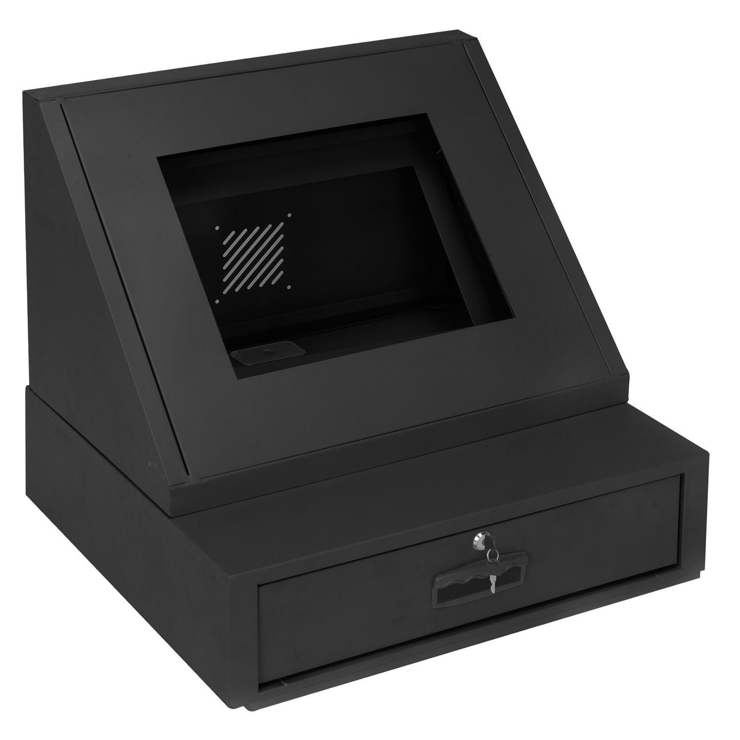 LCD Console Counter Top Security Computer Cabinet Black 24-1/2"W x 22-1/2"D x