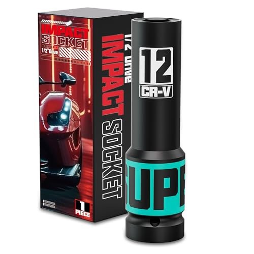 1/2" Drive Impact Socket, 12mm Deep Socket, Metric, 6 Point, CR-V, 1/2" 12mm L