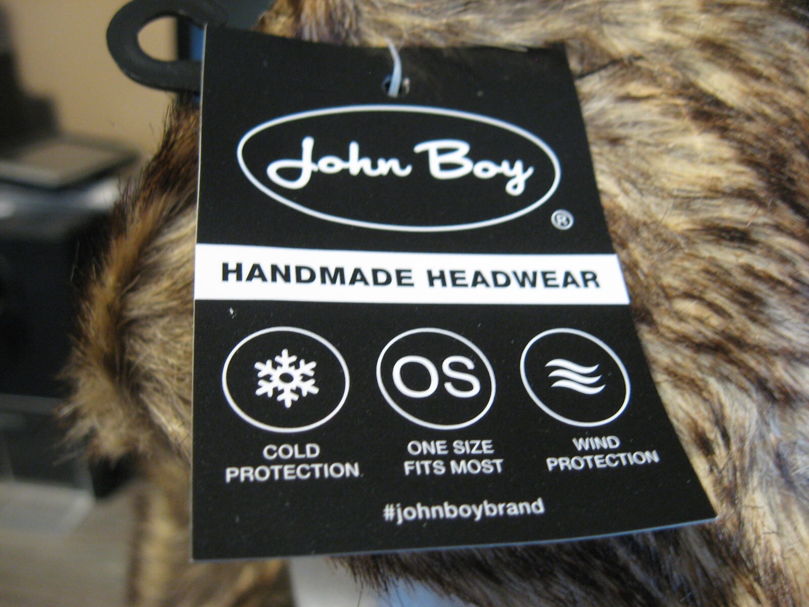 John Boy Trapper Bomber Hunting Hat - Faux Fur Headwear - Black - OSFM