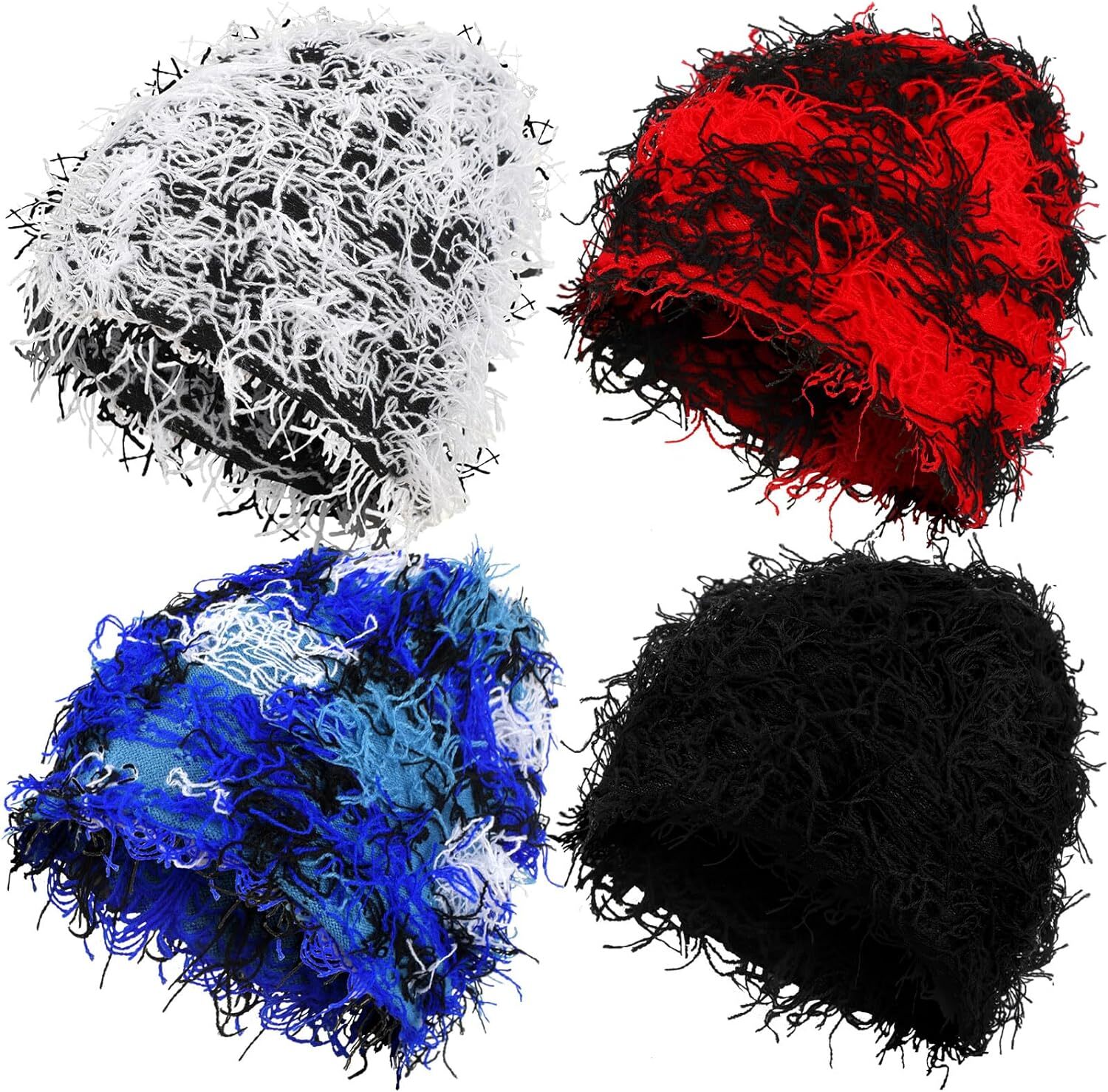 Lewtemi 4 Pcs Unisex One Size, Black, Lake Blue, Black and White, Red