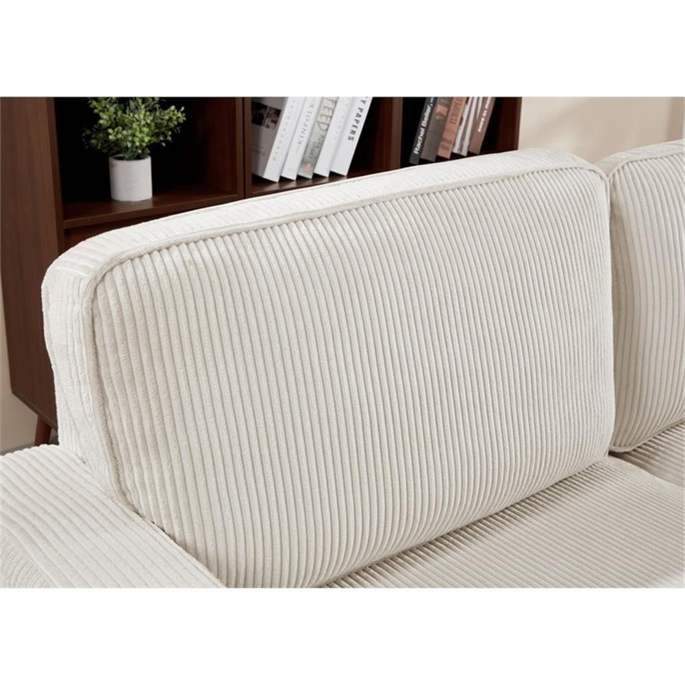Bowery Hill 57"W Corduroy Loveseat Sofa with USB and Side Pockets in Beige
