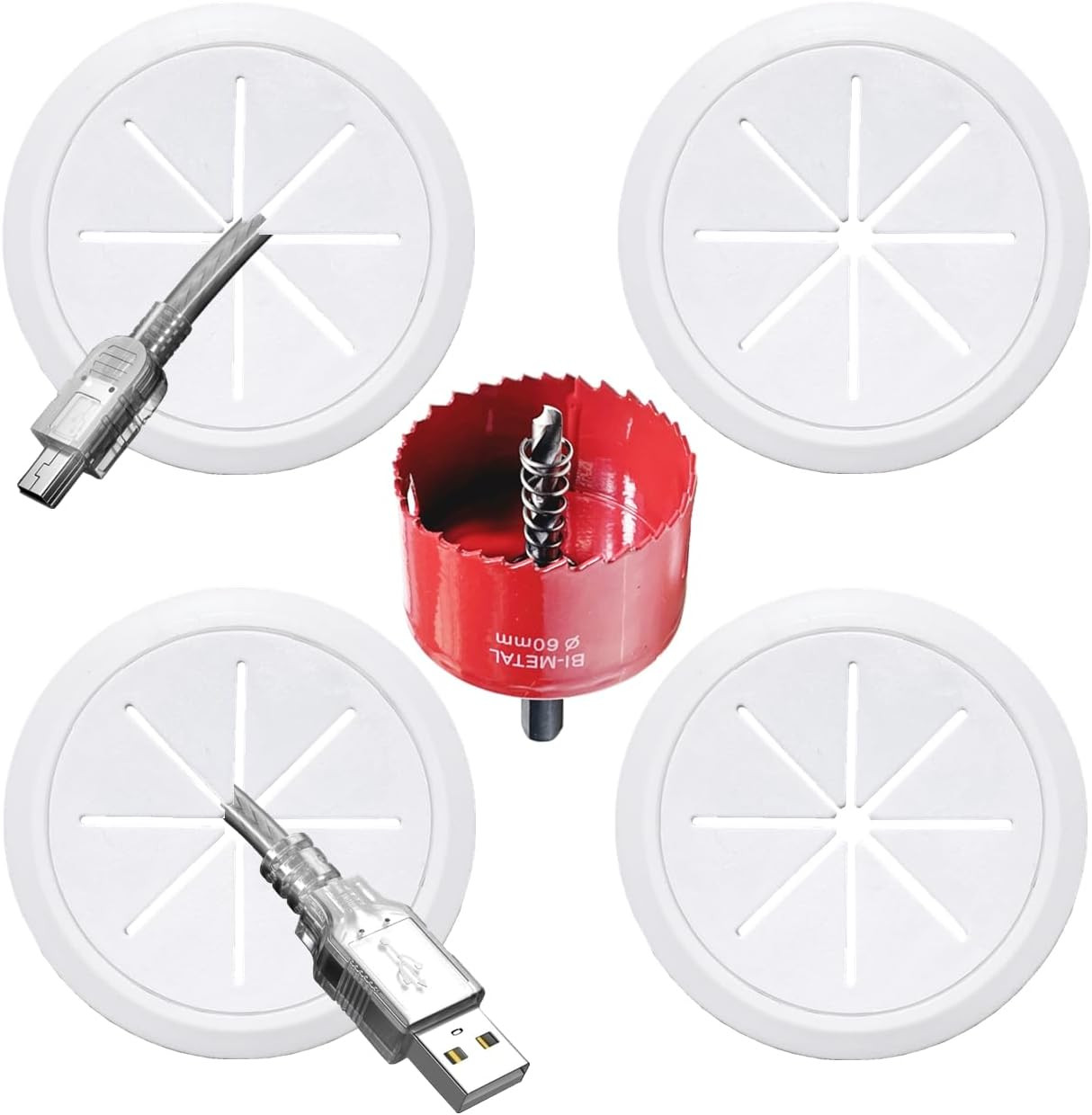 4 Pack TV Cord Hider for Wall Mounted TV, 2-3/8"(60Mm Hole) Wire Hider in Wall C