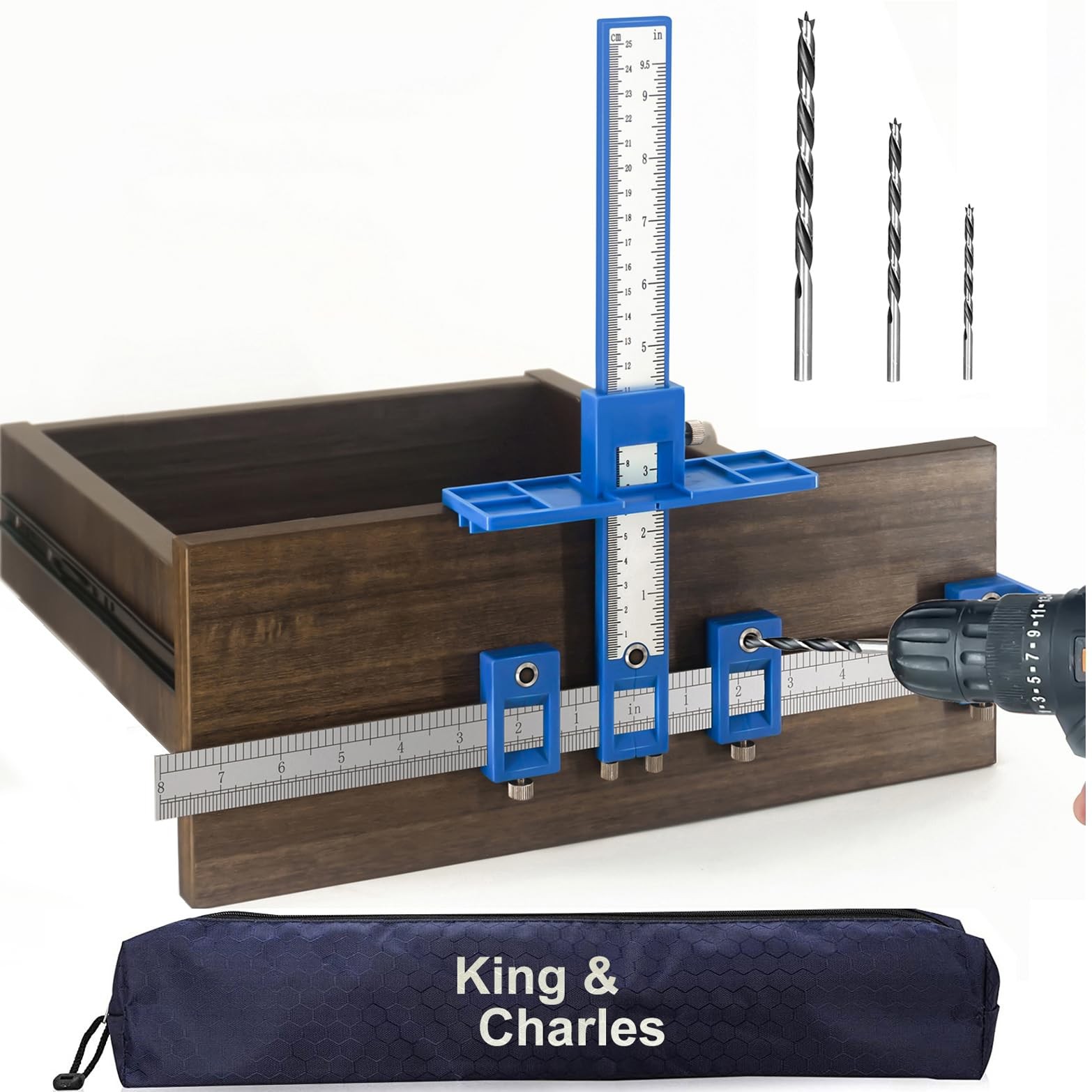 King&Charles Cabinet Hardware Jig, Cabinet Handle Jig with 3pcs Point Wood Dr...