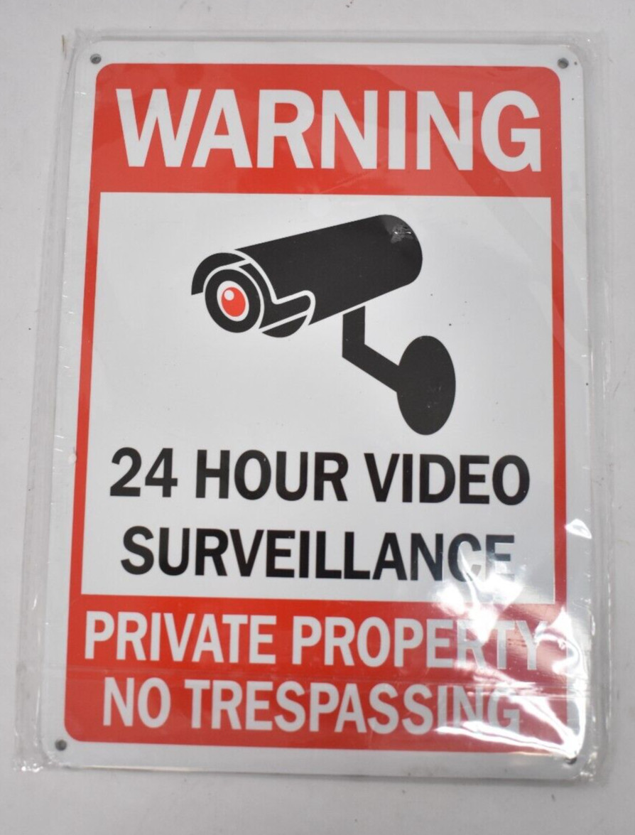 Lot of 4 Warning 24 Hour Video Surveillance Private Property Aluminum Signs