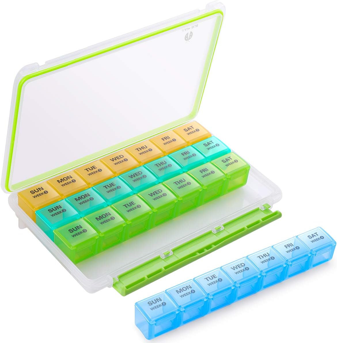 Monthly Pill Organizer, Moisture-Proof Large 28 Days Pill Box with Removable ...