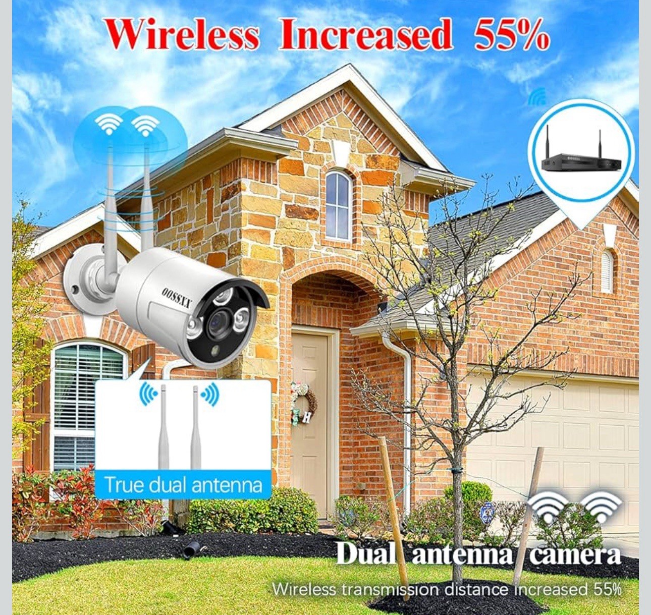 OOSSXX Extend 3.0MP Wireless Camera with Audio Wireless Extend Camera Securit...