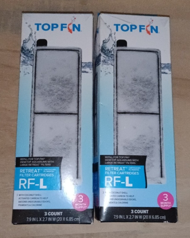 Top Fin RF-L Large Retreat Aquarium Carbon Filter Cartridges 3-Pack Lot of 2
