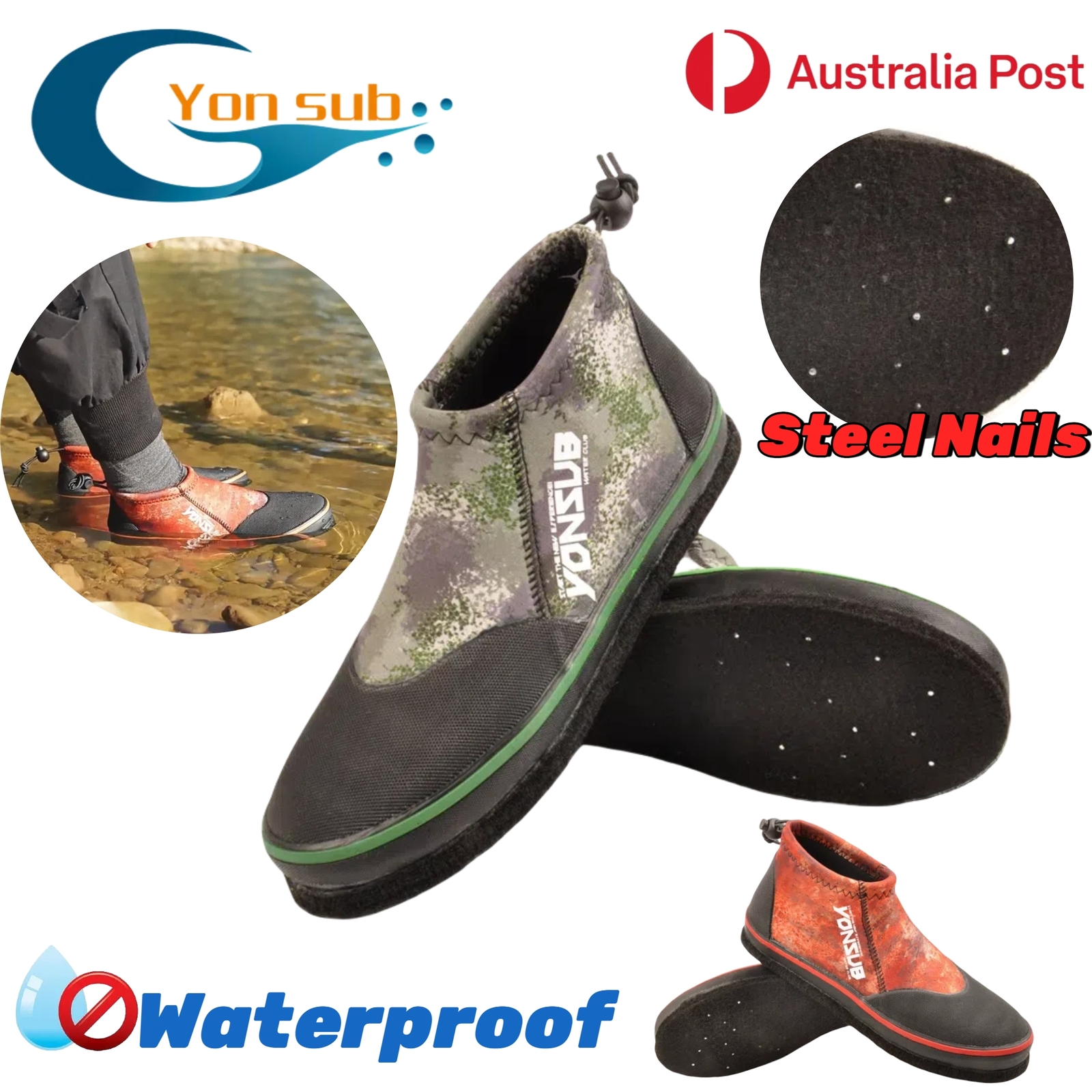 Yonsub Fishing Rock Shoes Boots Booties Neoprene Waterproof Non-Slip Unise AU
