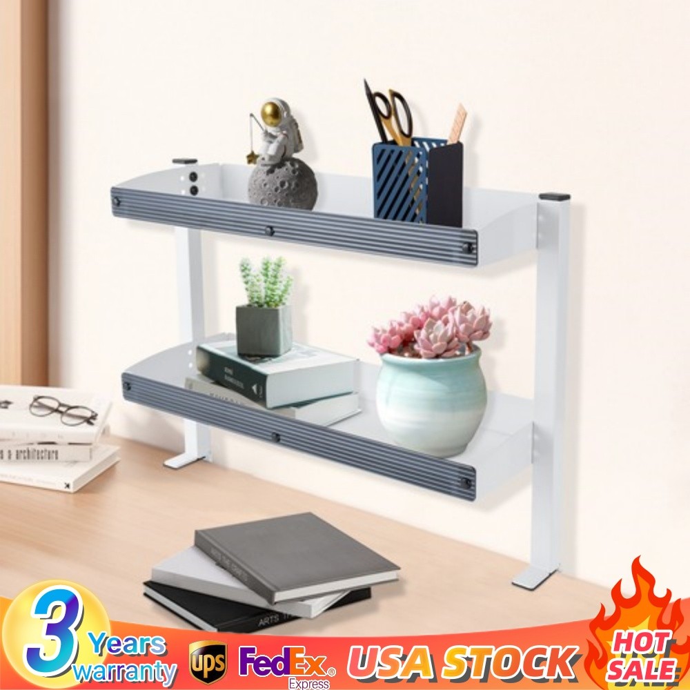 Clip-on Desk Shelf Laptop Organizer w/Adjustable Storage Tray Bedside Office NEW