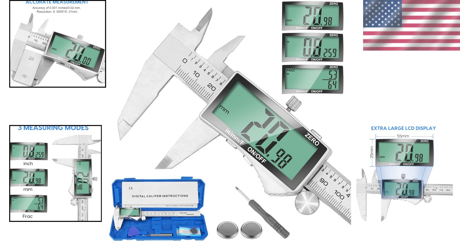 Versatile 6-Inch Digital Caliper with Four Measurement Modes & Durable Build