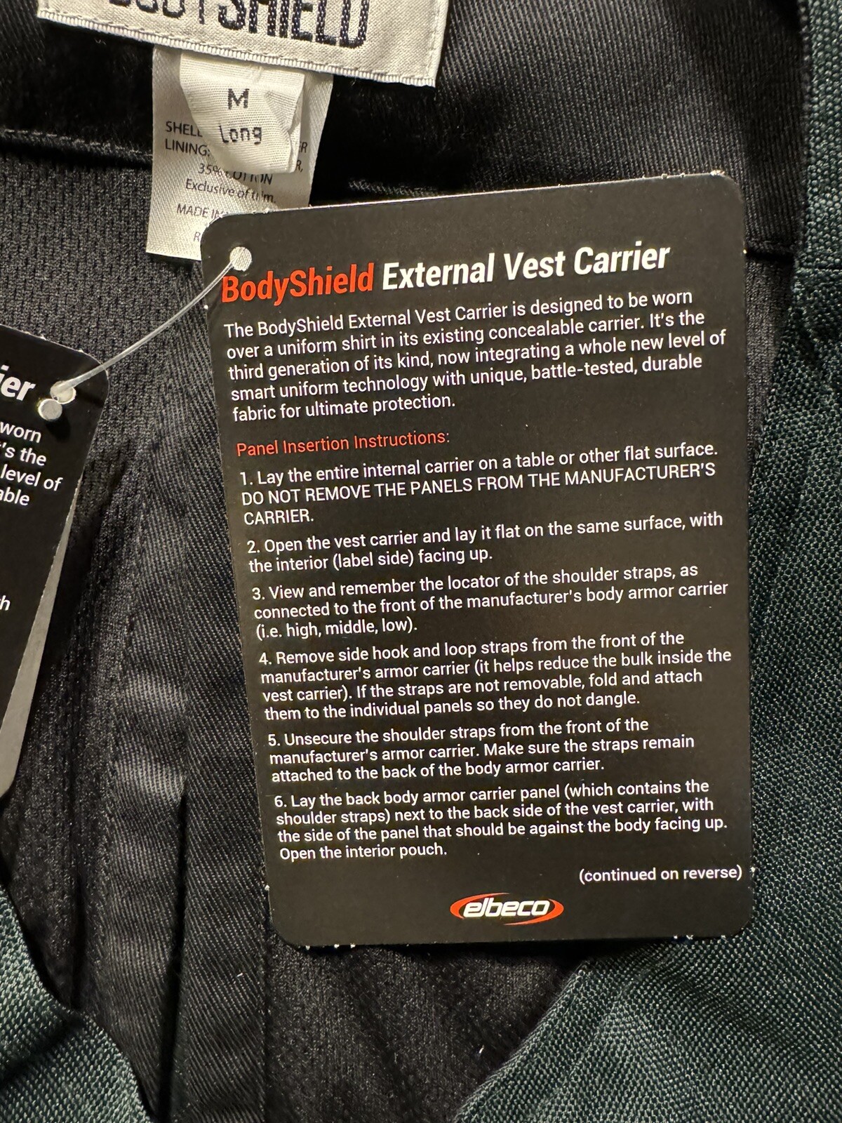 Elbeco Body Shield External Vest Carrier V3117B Regular Spruce Green Medium Reg