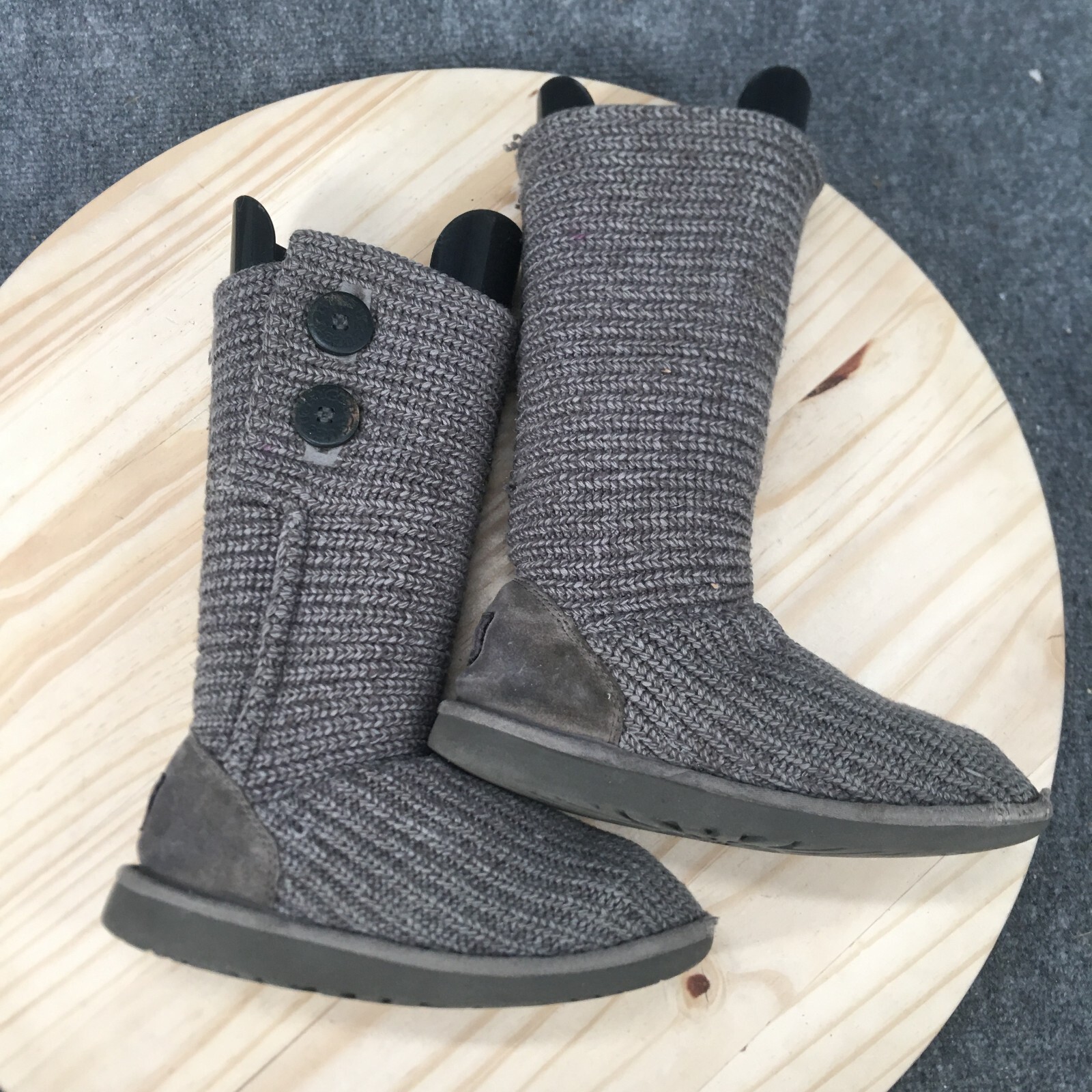 UGG Boots Youth 5 Classic Cardy Knit Comfort Casual Mid-Calf Round Toe SN 5649