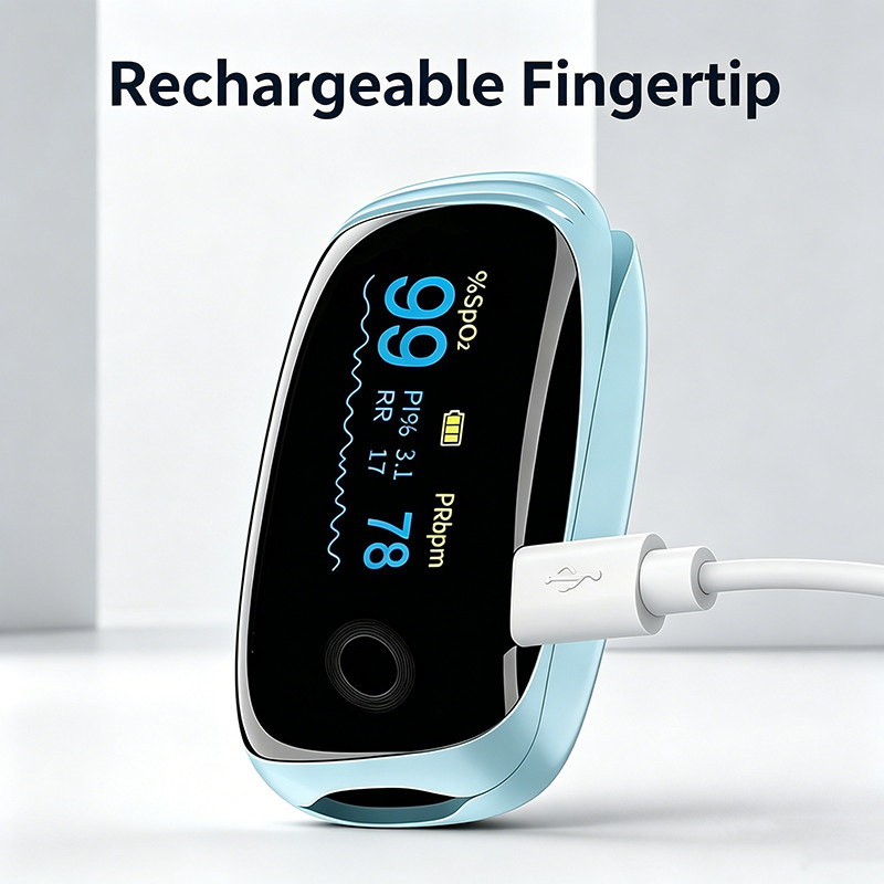 Rechargeable Pulse Oximeter Fingertip Oxygen Monitor Fingertip w/SpO2 Pulse Rate