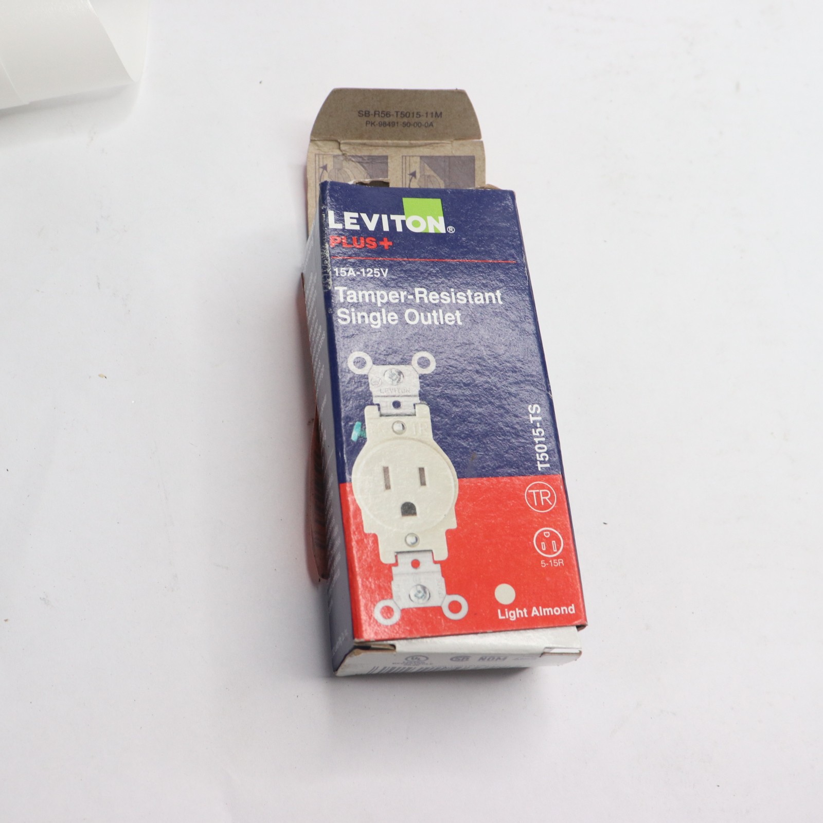 Leviton Straight Blade Receptacle Light Almond 2-Pole 3-Wire 15A 125VAC