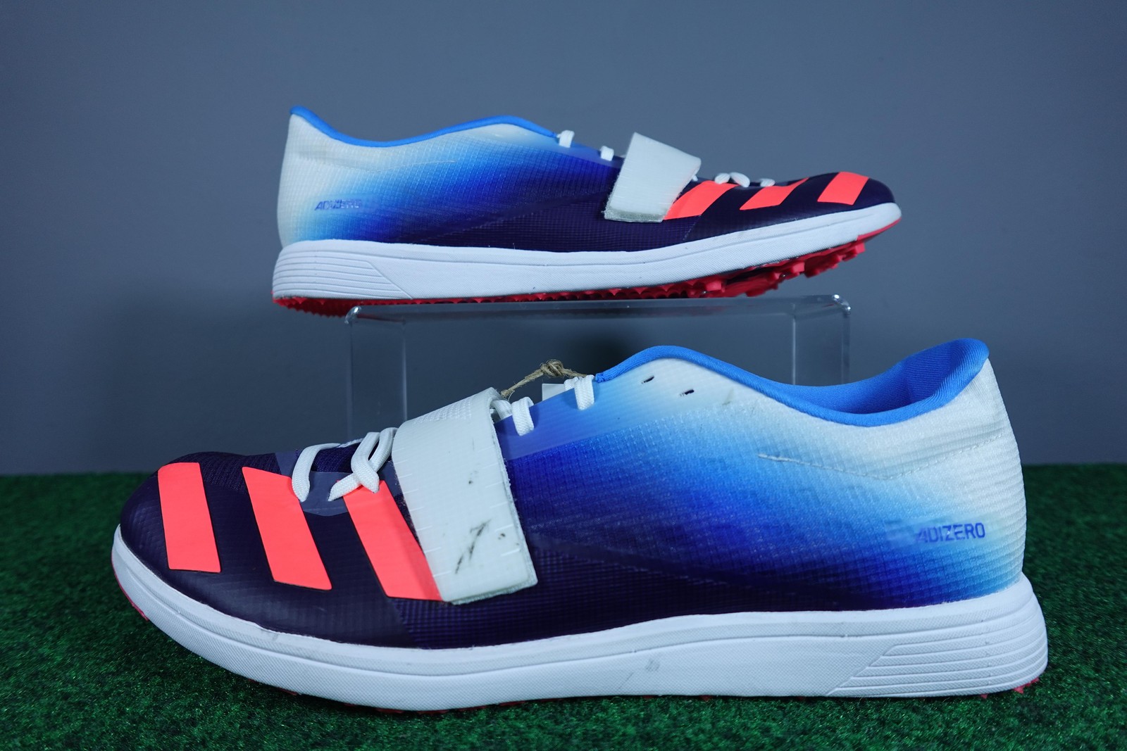 Adidas Adizero TJ/PV Track Shoes Mens 14 Blue White Pink Spikes GY0899 New Tags