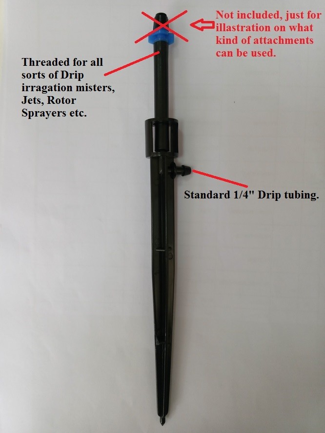 NEW !!! 10pc Bay Hydro 6" Threaded Drip Tube / Stake / Adapter / Riser MANY USES