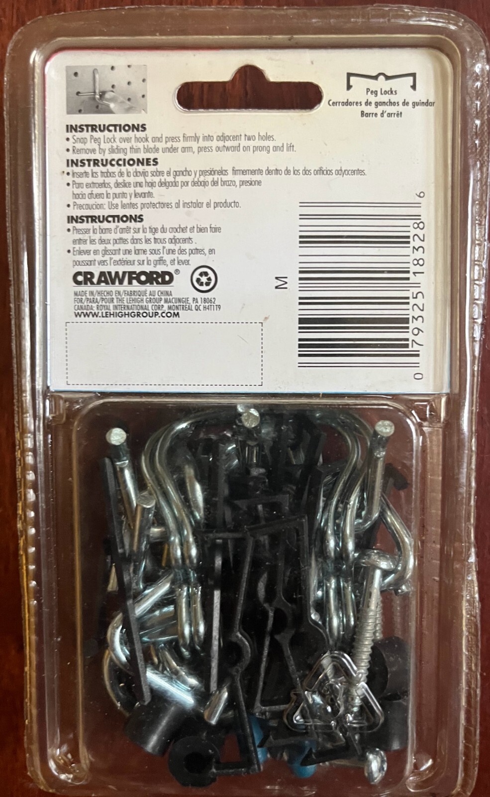 Crawford 32-Piece Locking Peg Hook Assortment #1832A (Bin: A)