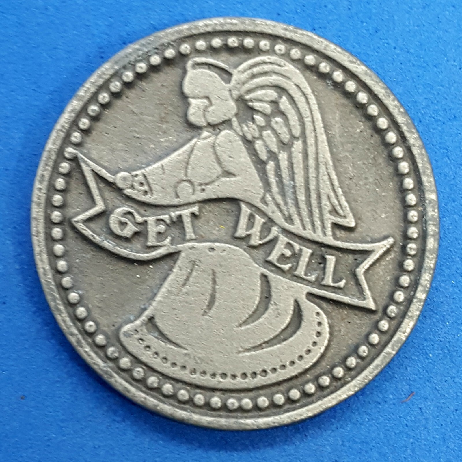 3 "GET WELL" Pewter Pocket Tokens - Raised Angel on Front and Poem on the Back