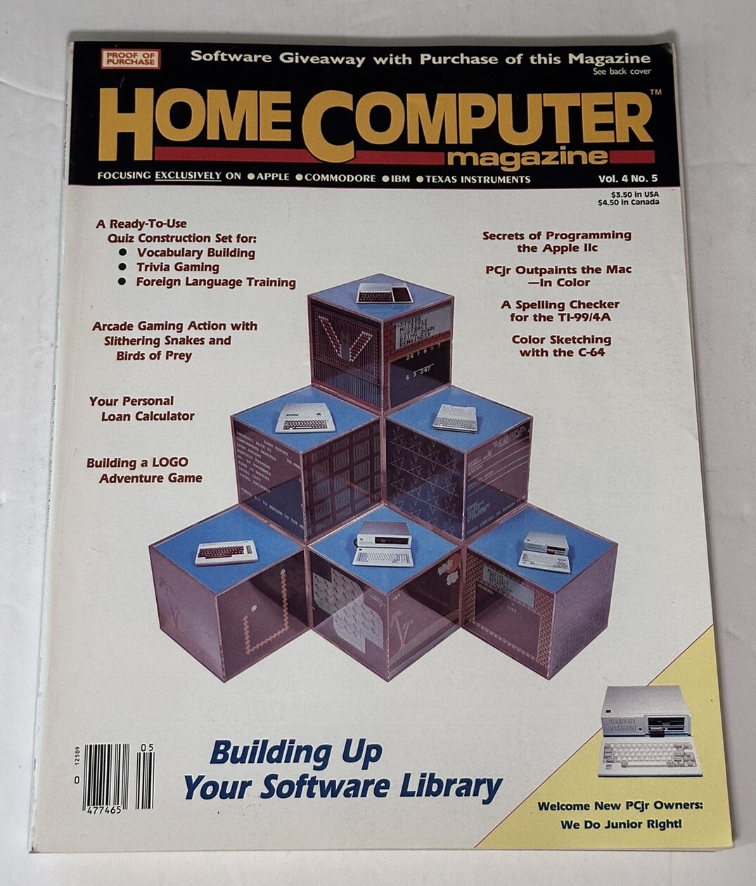 Home Computer Magazine Vol. 4 No. 5 Apple Commodore IBM TI PCjr Vintage