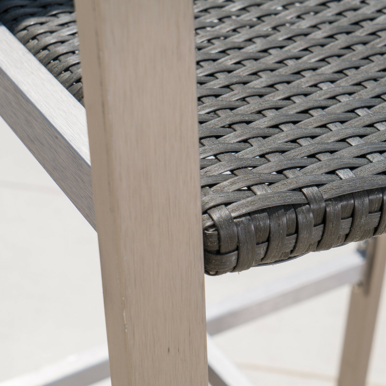 Capral Outdoor Modern 3-Piece Gray Wicker Bar Set with Aluminum Frame