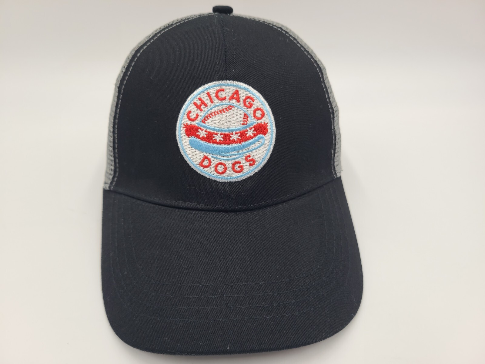 Chicago Dogs Mesh Trucker Adjustable Hat Cap Men Women AAPB Baseball Black Gray
