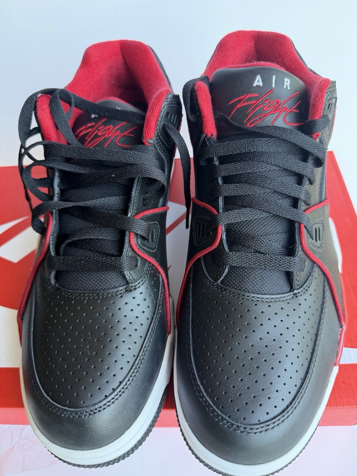 Nike Air Flight 89 Bred Low Men's Size 11.5 Shoe Black Red White Sneaker