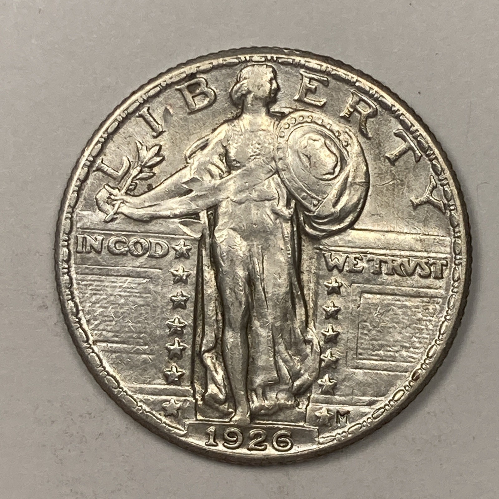 1926 Standing Liberty Quarter .25. Almost Uncirculated.