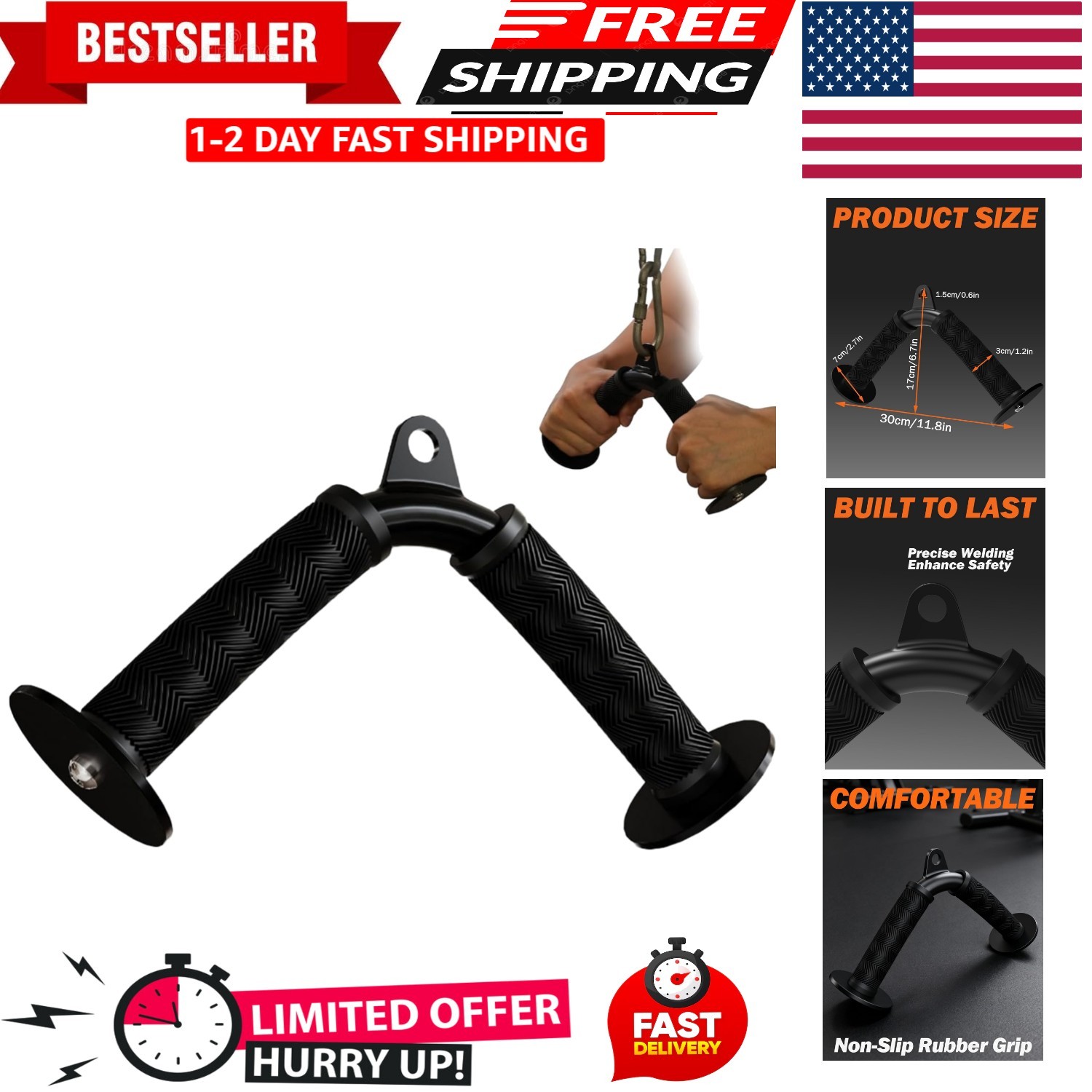 Tricep V Bar Cable Attachment, Tricep Pull Down Attachment for Home Gym Equip...