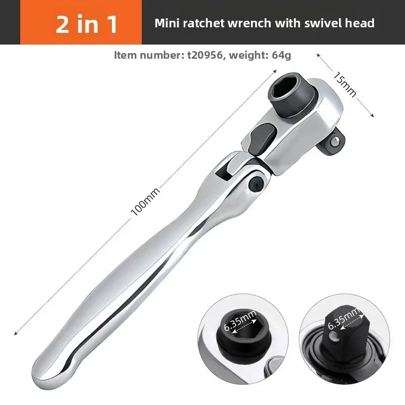 1/4 Mini Ratchet Wrench Set 72 Teeth Dual Head Screwdriver Quick Spanner Tool