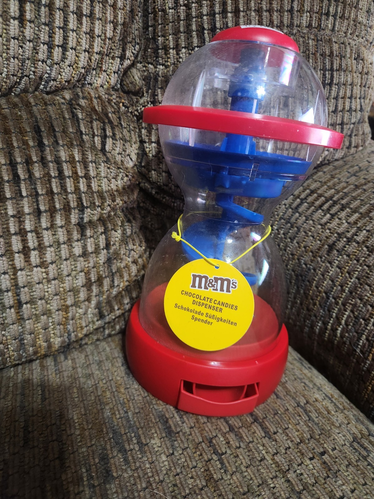 M&M's World Candy Dispenser 12in Clean 2022 Red Blue Swirl Slide Dispenser