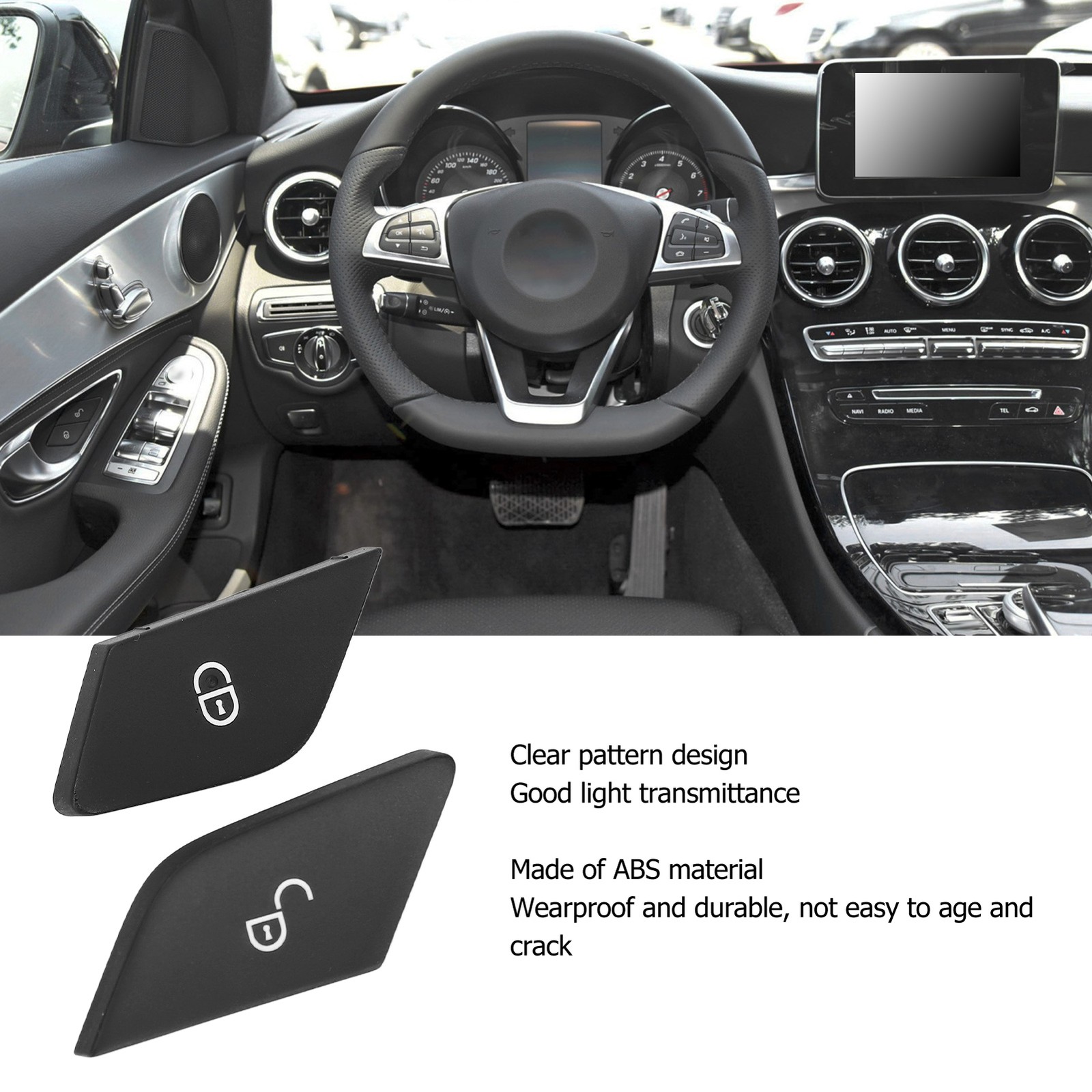 Car Door Lock Unlock Button Driver Side Clear Pattern For ‑ C‑Class