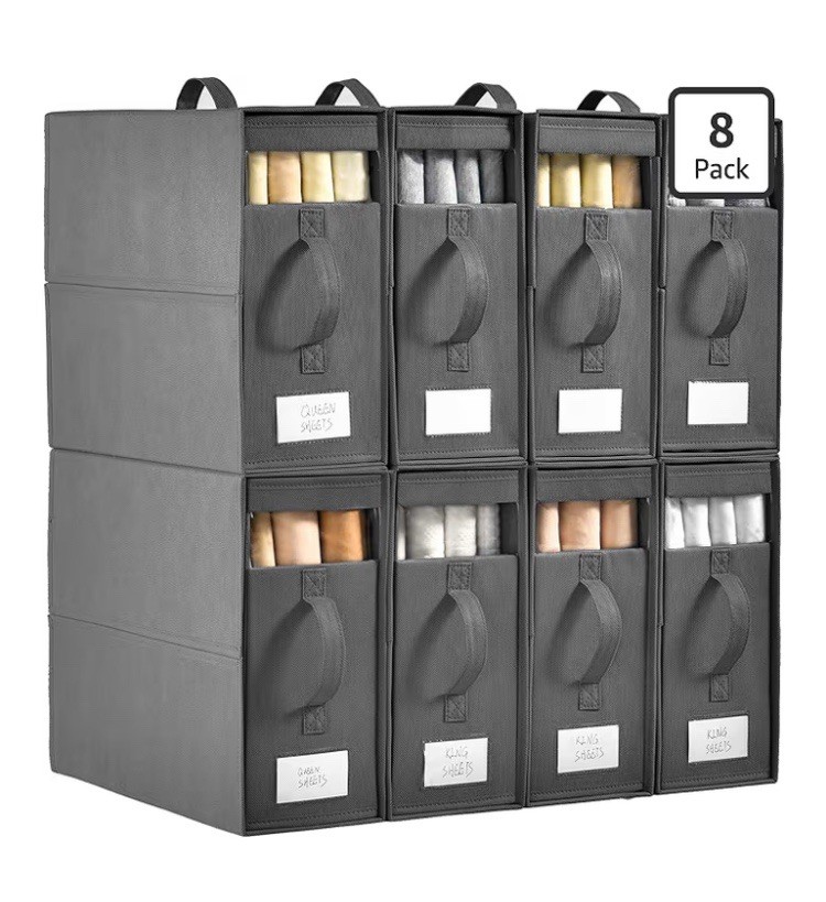 8 Piece Bed Sheet/ Blanket Closet Organizers Foldable Sheet Storage
