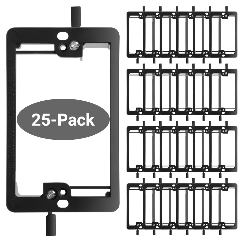 25pcs Single Gang Low Voltage Mounting Bracket Black for Low Voltage Cables
